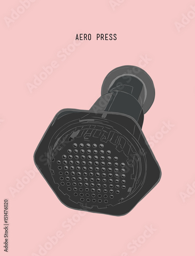 aero press coffee machine . sketch vector.