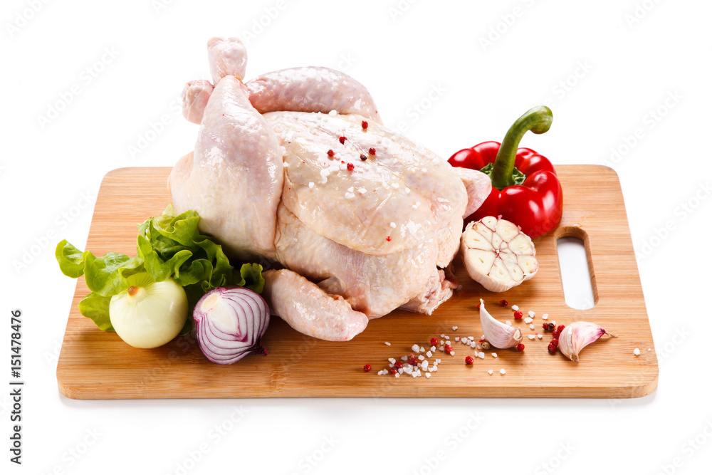 Fresh raw chicken isolated on white background Fresh raw chicken isolated on white background
