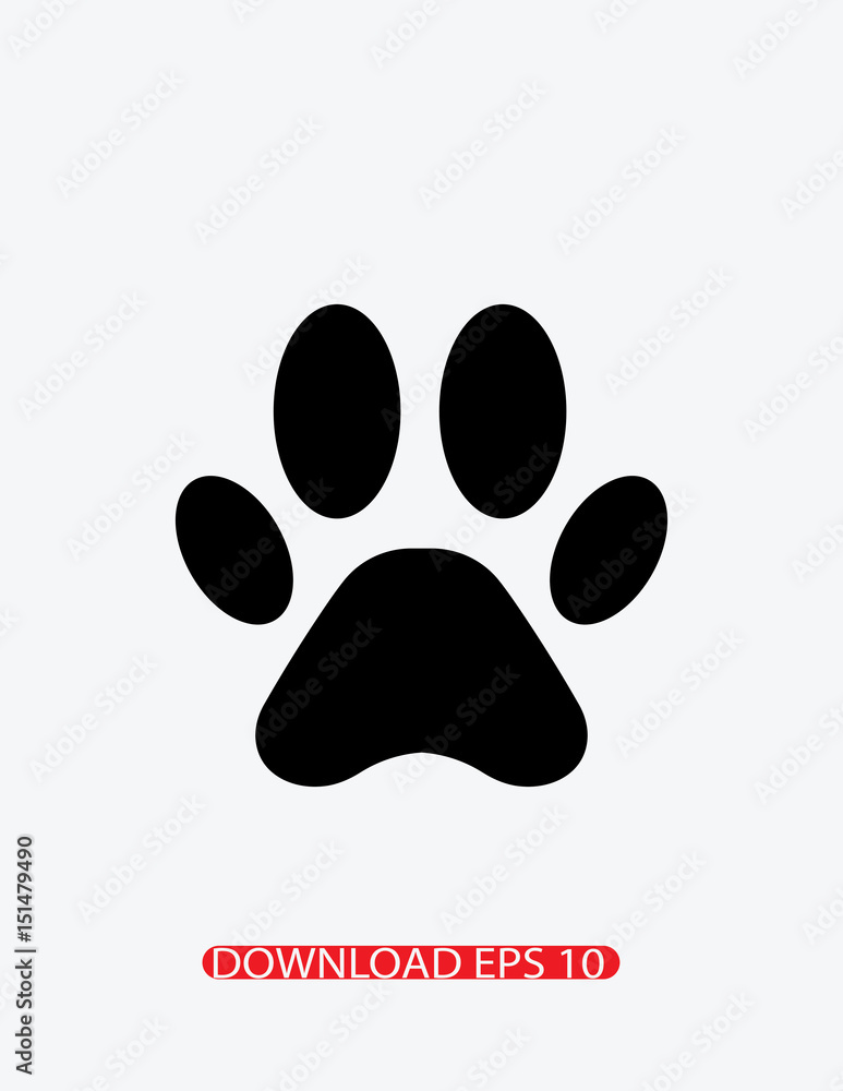 Animal paw print silhoutte icon, Vector Animal paw print silhoutte icon, Vector