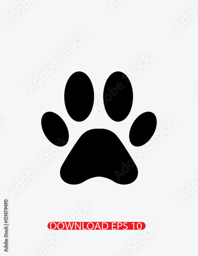 Animal paw print silhoutte icon, Vector