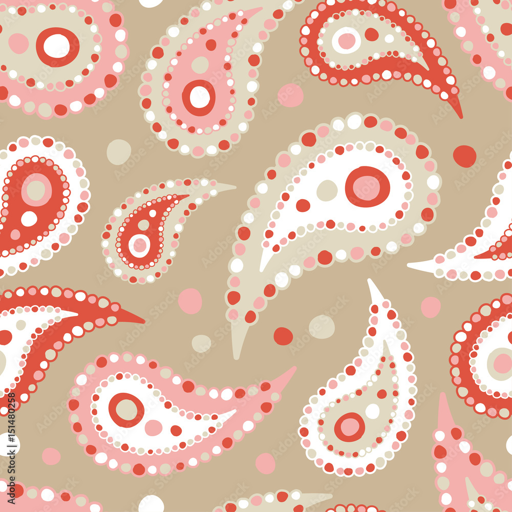 Fototapeta premium Ethnic boho seamless Paisley pattern. Retro motif. 