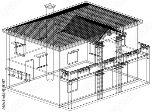 House Blueprint– 3D perspective