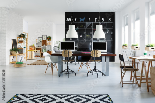 White office interior with desk