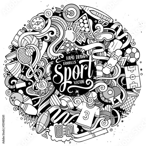 Cartoon cute doodles hand drawn Sport illustration