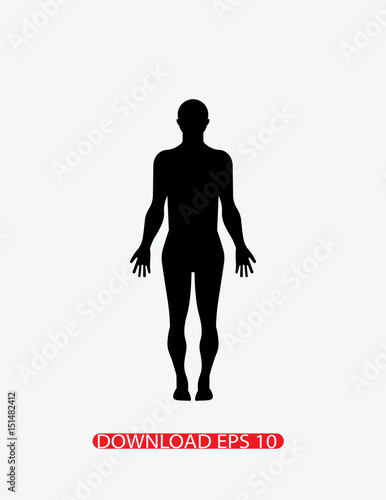 Standing human body silhouette icon, Vector