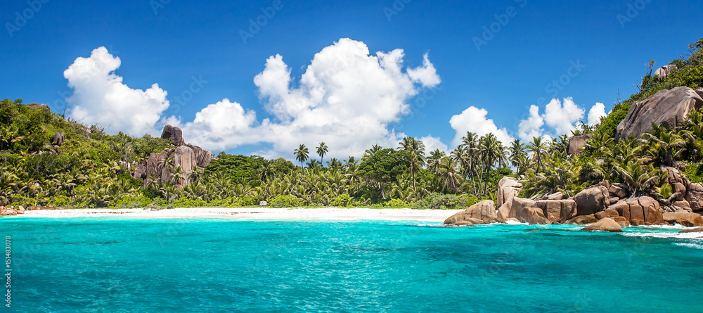  Isola Felicite, La Digue, Seychelles - obrazy, fototapety, plakaty 
