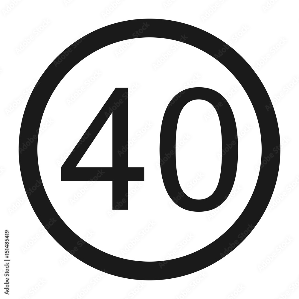 Maximum speed limit 40 line icon Maximum speed limit 40 line icon