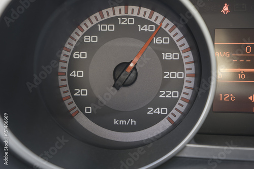 Car speedometer show speed 150 km/h
