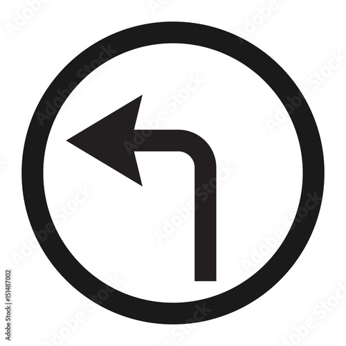 turn left arrow sign line icon