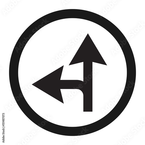 Compulsory ahead or left sign line icon