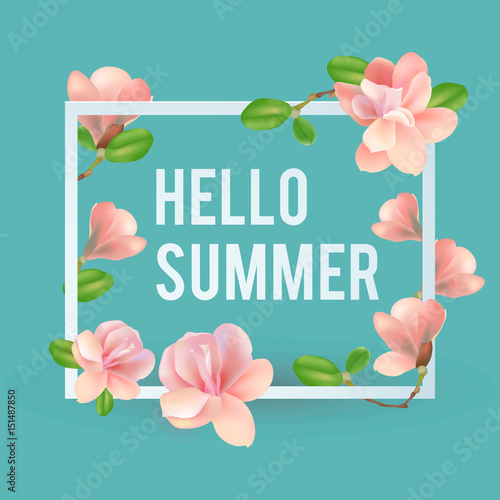 Summer banner with flowers. You can use it for online shopping, websites, flyers, invitation, posters, prints. Vector illustration.
