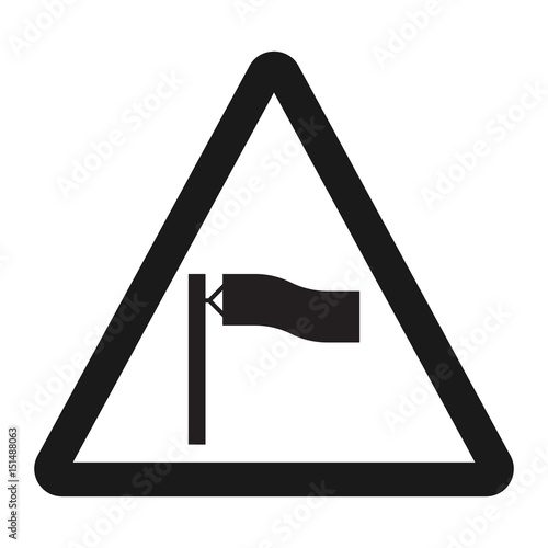 Warning wind sign line icon