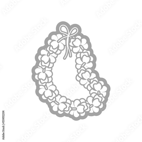 Hawaii flowers necklace, wreath icon. Vacation
