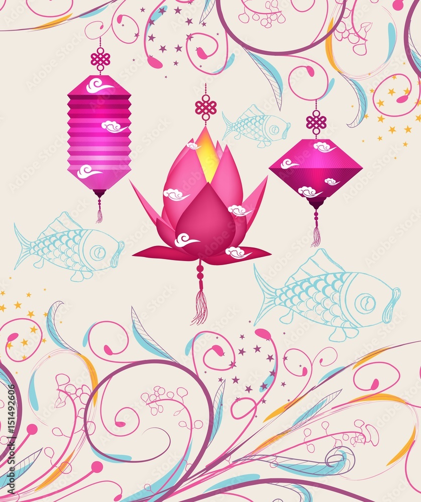 Chinese lantern festival doodle graphic design Chinese lantern festival doodle graphic design