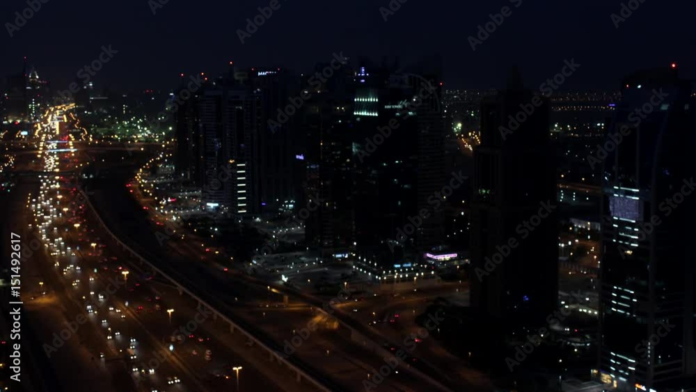Night traffic in the city, aerial timelapse video Night traffic in the city, aerial timelapse video