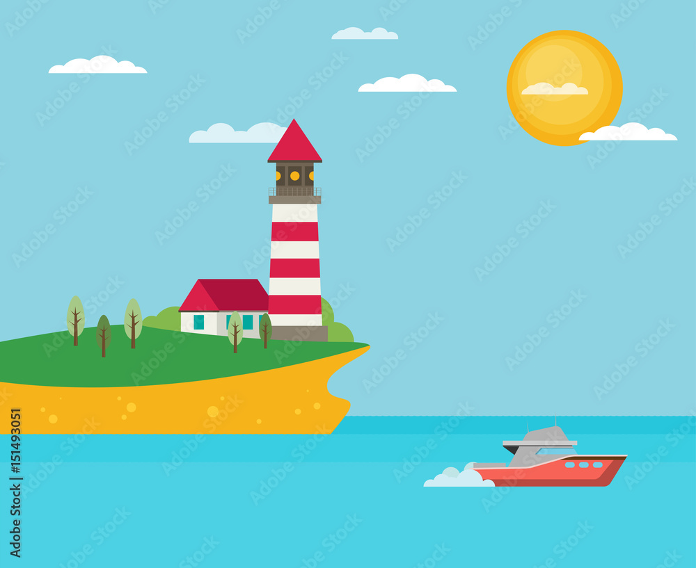 Flat vector lighthouse