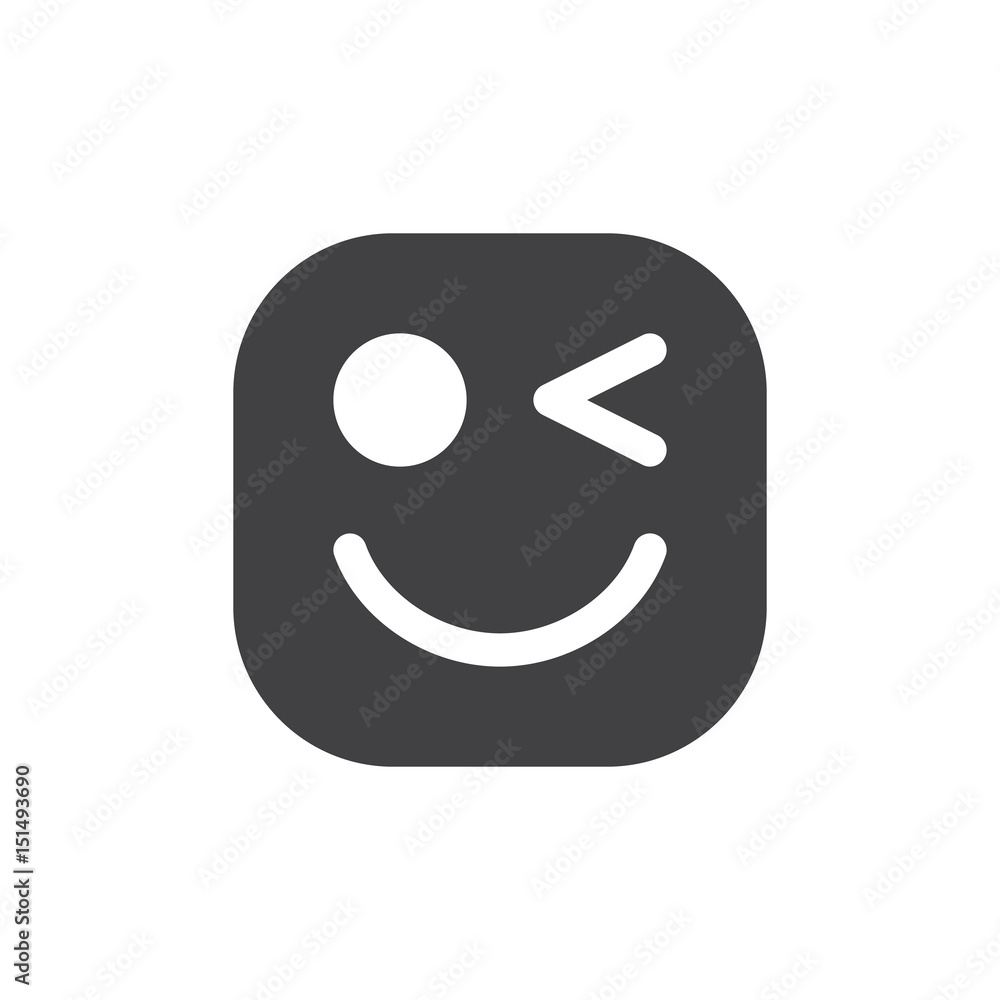 Winking Face emoji. glyph icon, vector emoticon Winking Face emoji. glyph icon, vector emoticon