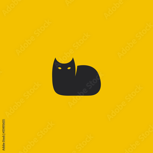 Black Cat Logo Template. Vector Illustration.