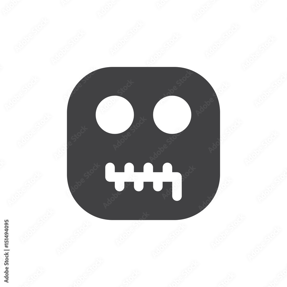 Zipper Mouth Face, Lips Sealed emoji. glyph icon, vector emoticon Zipper Mouth Face, Lips Sealed emoji. glyph icon, vector emoticon