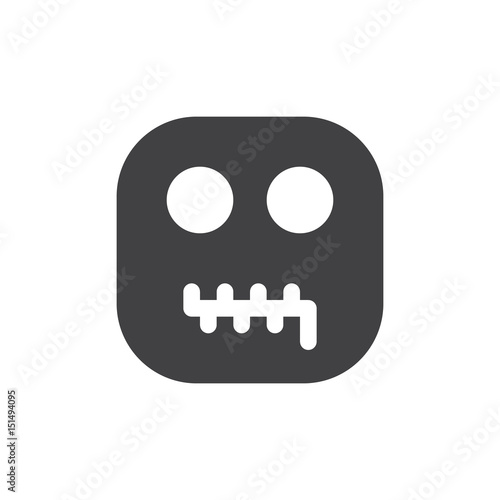 Zipper Mouth Face, Lips Sealed emoji. glyph icon, vector emoticon