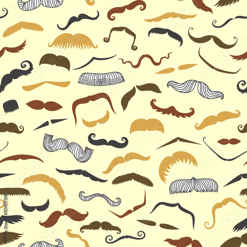 Vector mustache silhouette isolated seamless pattern