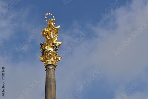 Golden top of the baroque Marian column (plague column) placed in Letohrad (Czech Republic) built in 1718