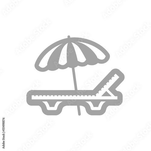 Beach chaise lounge with umbrella icon. Vacation