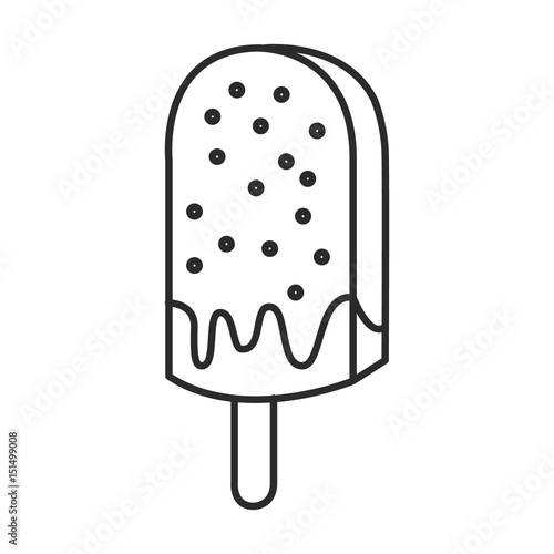 Ice cream on stick vector doodle hand drawn line illustration