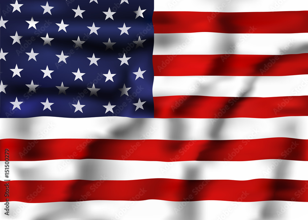 Fototapeta premium Vector Image of United States Waving Flag