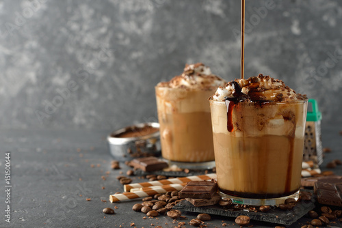 Cold frappe coffee with cream photo