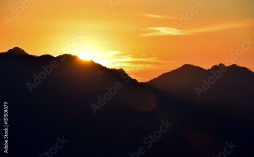 Sunset above top of Hill