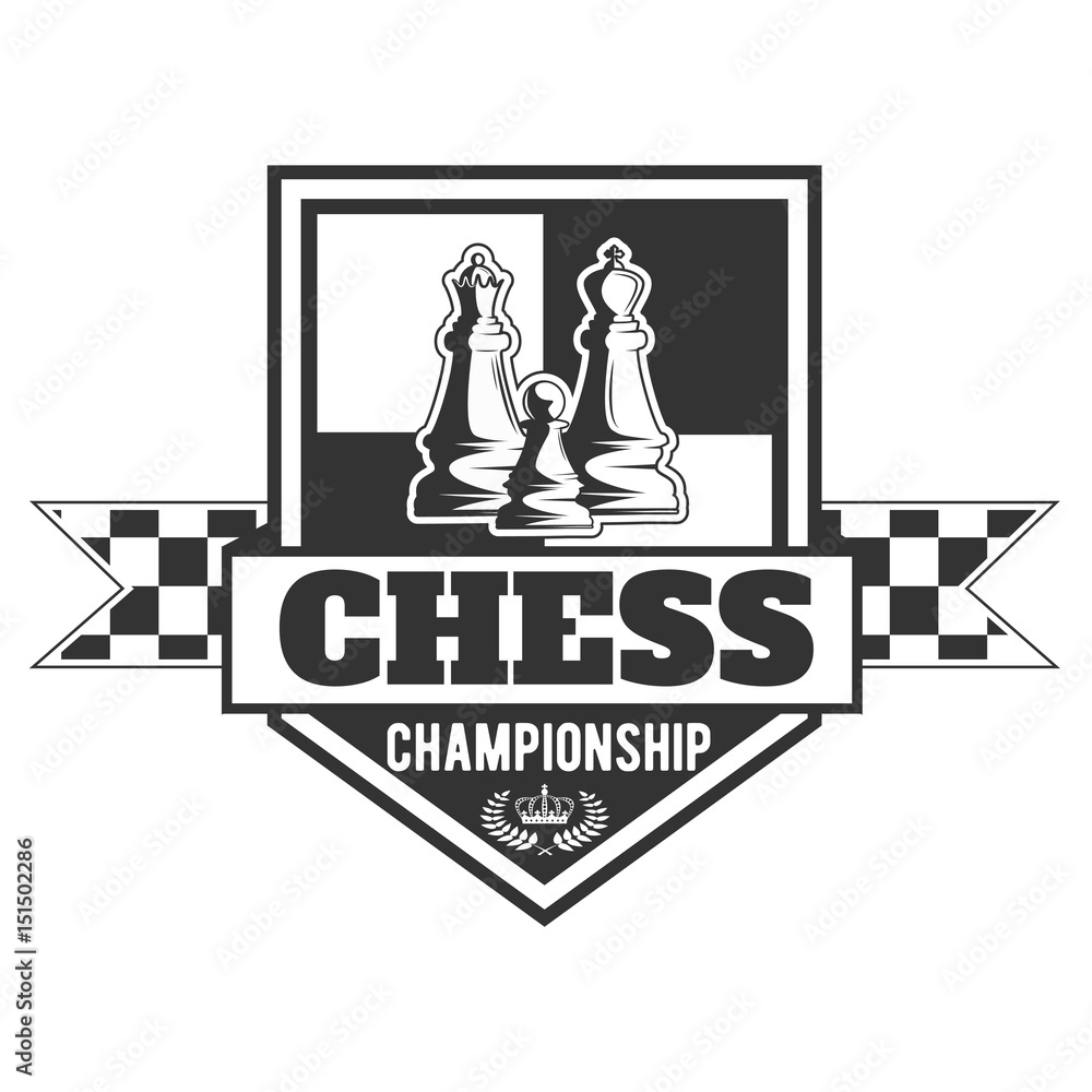 Vector black and white chess club logo for your design different types of print and internet Vector black and white chess club logo for your design different types of print and internet