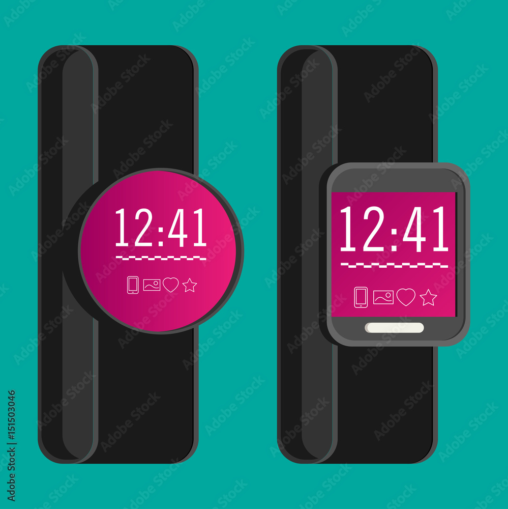 Smartwatch wearable technology. Flat icon. EPS10