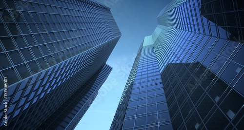 Skyscrappers in the sky. 3d Illustration photo