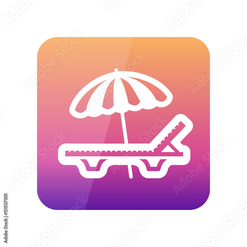 Beach chaise lounge with umbrella icon. Vacation