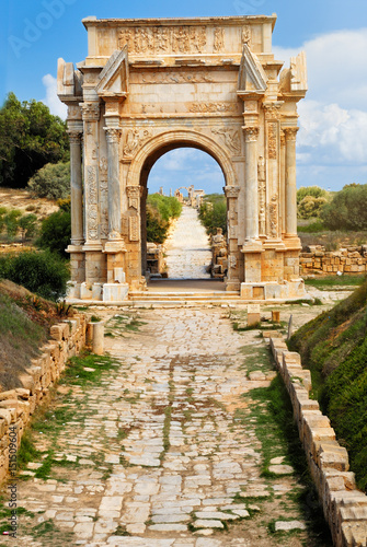Libya Tripoli Leptis Magna Roman archaeological site Arch of Septimus Severus Unesco World Heritage Site