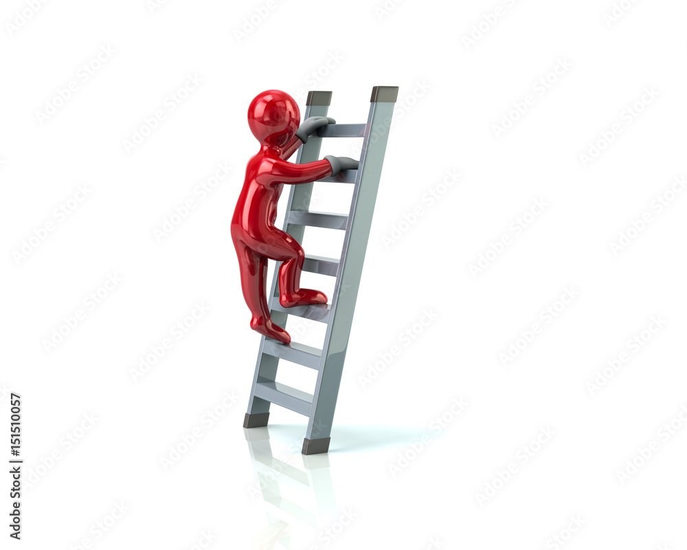 Red man climbing on ladder Red man climbing on ladder