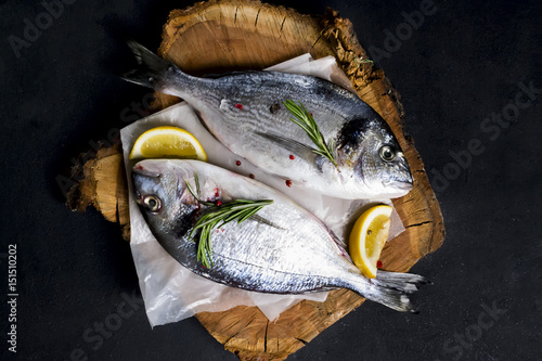 Photography Raw fish cooking and ingredients
