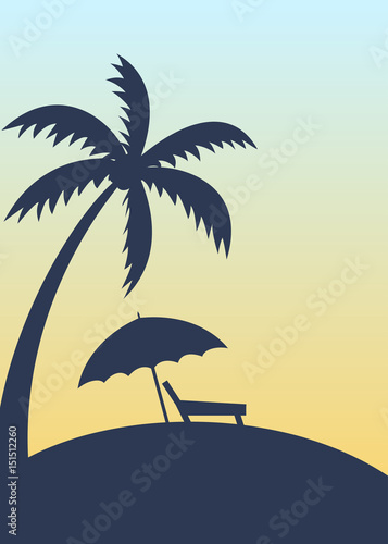Tropical summer beach silhouette style poster