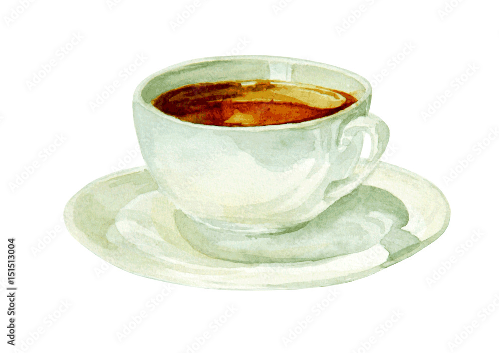 Watercolor white cup of tea. Isolated on white background. Vector illustration. Watercolor white cup of tea. Isolated on white background. Vector illustration.