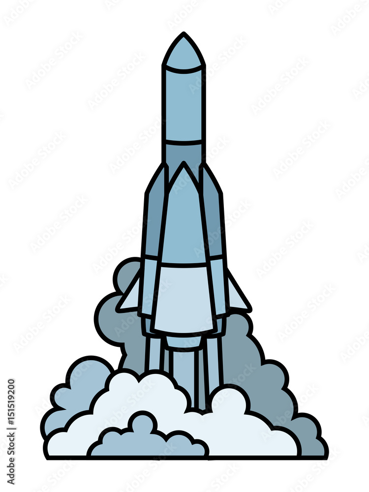 Rocket Launch with clouds of exhaust gas Isolated Vector Illustration Rocket Launch with clouds of exhaust gas Isolated Vector Illustration