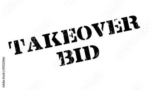 Takeover Bid rubber stamp. Grunge design with dust scratches. Effects can be easily removed for a clean, crisp look. Color is easily changed.