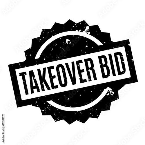 Takeover Bid rubber stamp. Grunge design with dust scratches. Effects can be easily removed for a clean, crisp look. Color is easily changed.