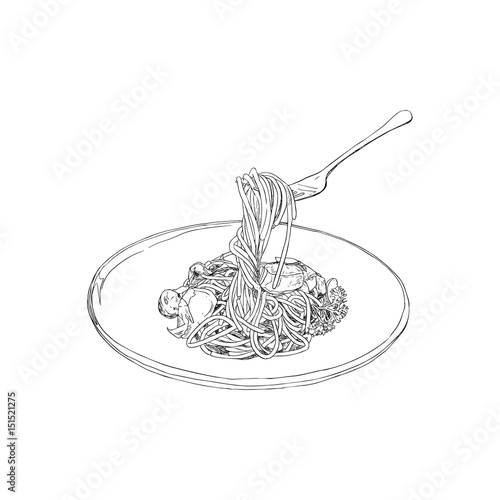 spaghetti Hand drawn sketch vector.