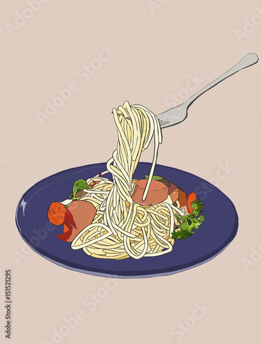 spaghetti Hand drawn sketch vector.