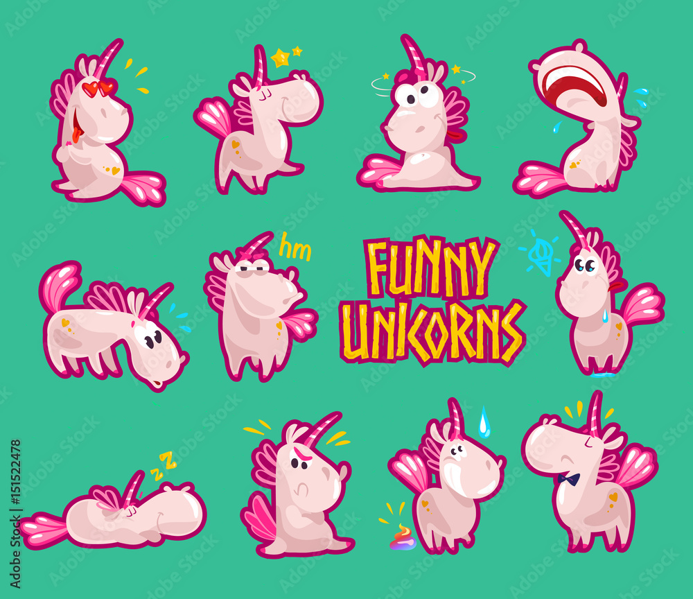 Naklejka premium Vector flat unicorn illustration.