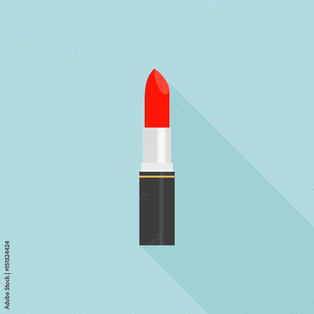 Red lipstick icon flat design with long shadow Red lipstick icon flat design with long shadow