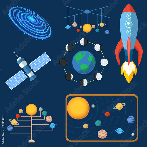 Astrology astronomy icons planet science universe space radar cosmos sign universe vector illustration.