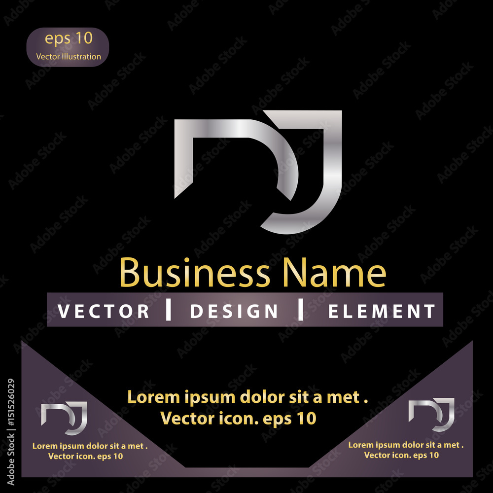 Naklejka premium DJ Letter Logo Design