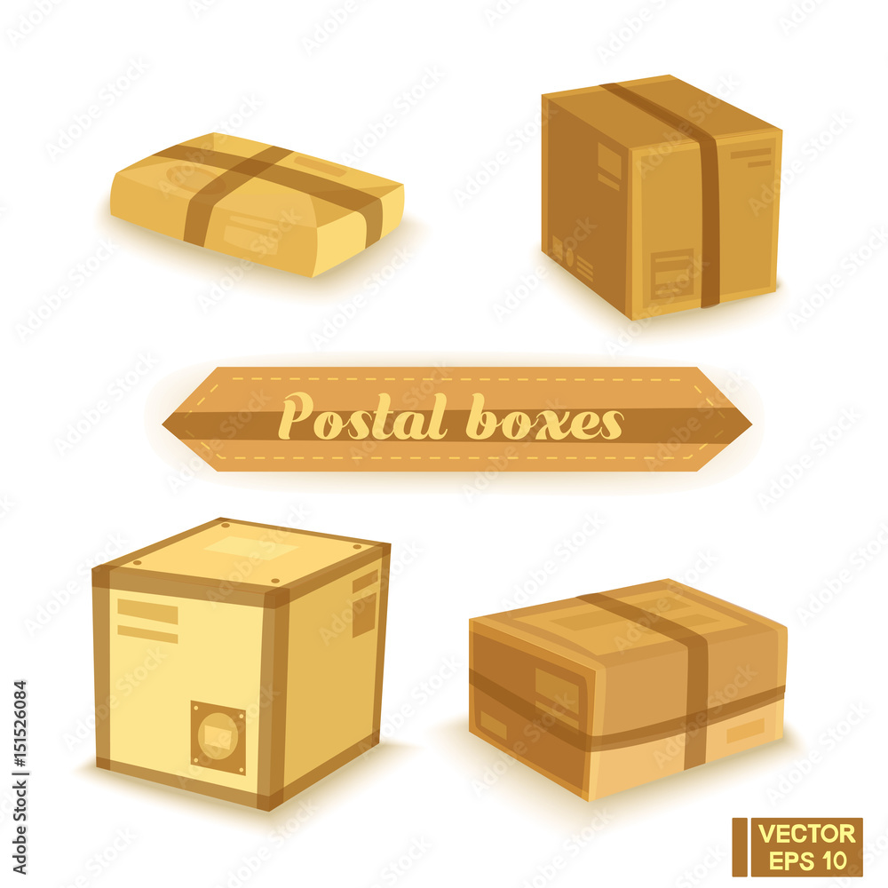 Fototapeta premium Set mailboxes and parcels